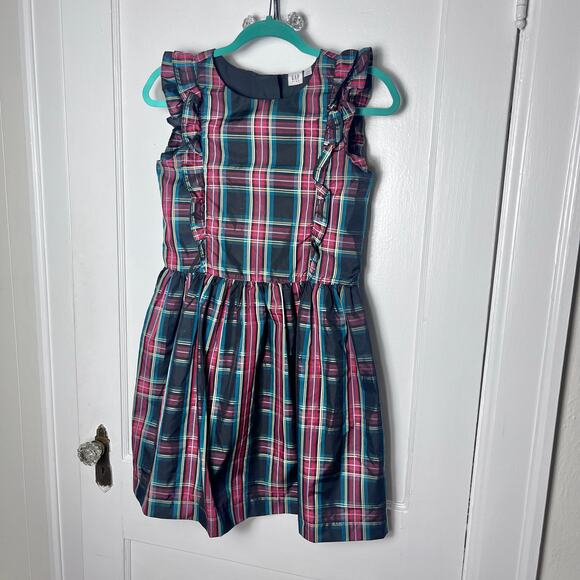 GAP Other - Gap Kids Red Green Navy Tartan Plaid Christmas Ruffle Holiday Dress Size XXL